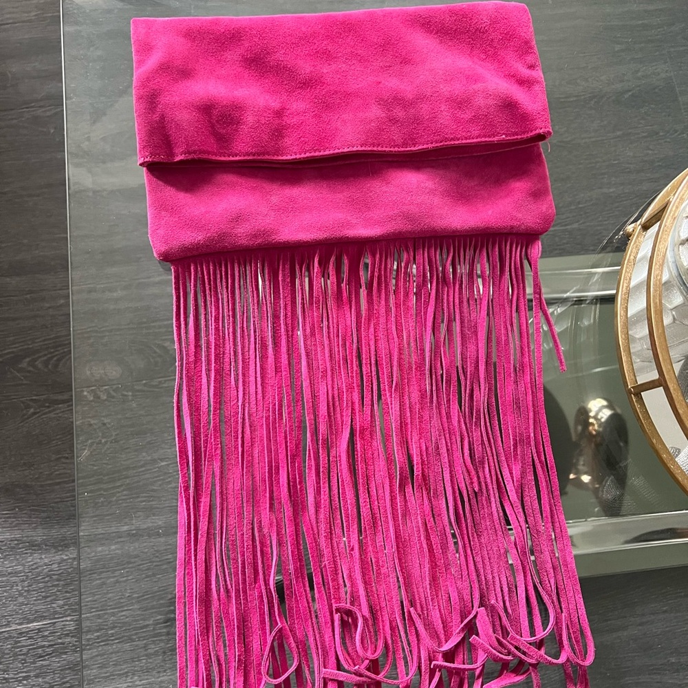 Pink Suede Clutch